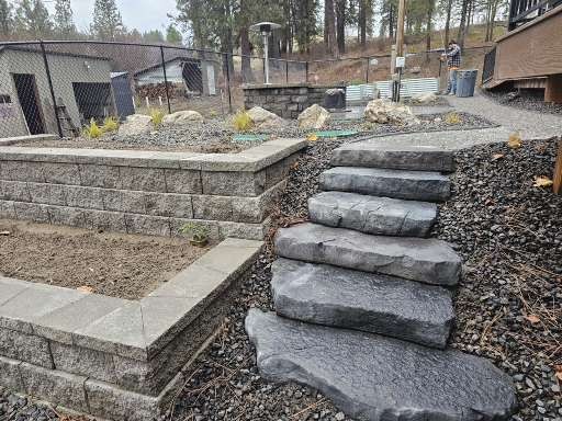 Double Step Retaining Wall & Stone Steps in Elk, WA