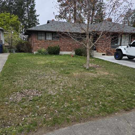 Before Full Landscape Refresh with Irrigation, Concrete Patio & Rock Install in Spokane, WA