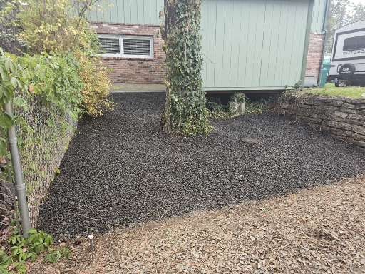 After Weed Cleanup & Chipped Basalt Rock Installation in Spokane, WA